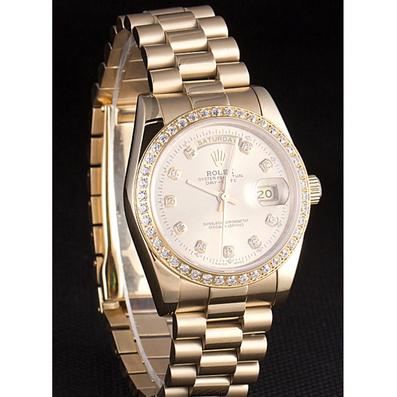 Aaa replica Steel Gold Yellow Plated Stainless Dial Gold 18k Rolex Day-Date 0514